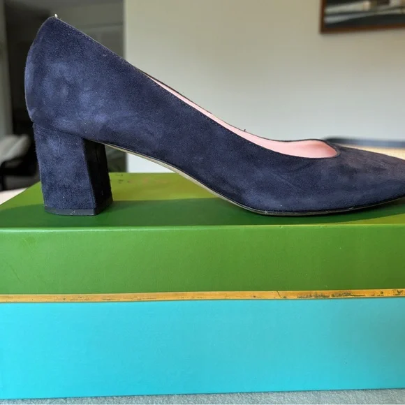 Kate Spade Navy Suede Heels - Picture 1 of 5